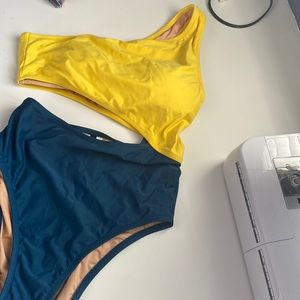 JCrew one shoulder high waisted bathing suit